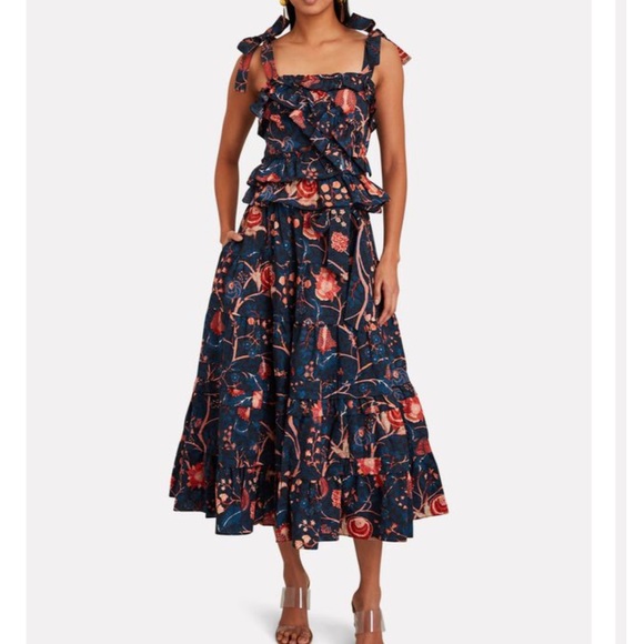 Ulla Johnson Dresses & Skirts - ULLA JOHNSON Sigrid Floral Poplin Midi Skirt. Color-Midnight. Size- 8